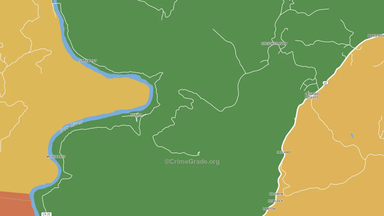 Thayer, WV Map of Assault Rates