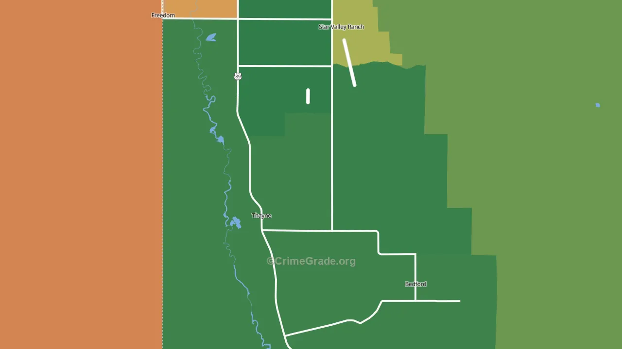 Thayne, WY Map of Assault Rates