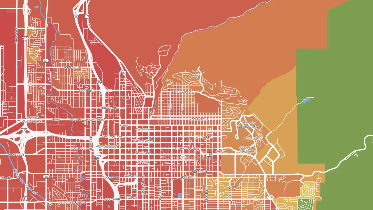 The Avenues, Salt Lake City, UT Map of Assault Rates