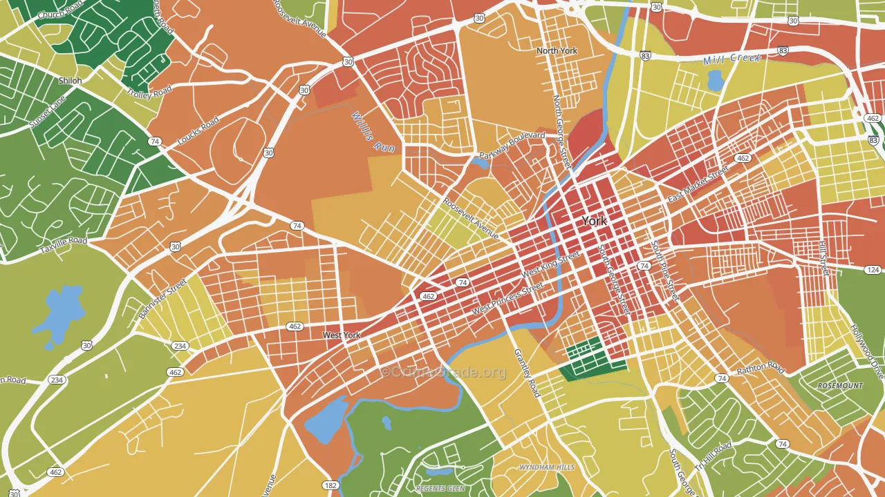 The Avenues, York, PA Map of Assault Rates