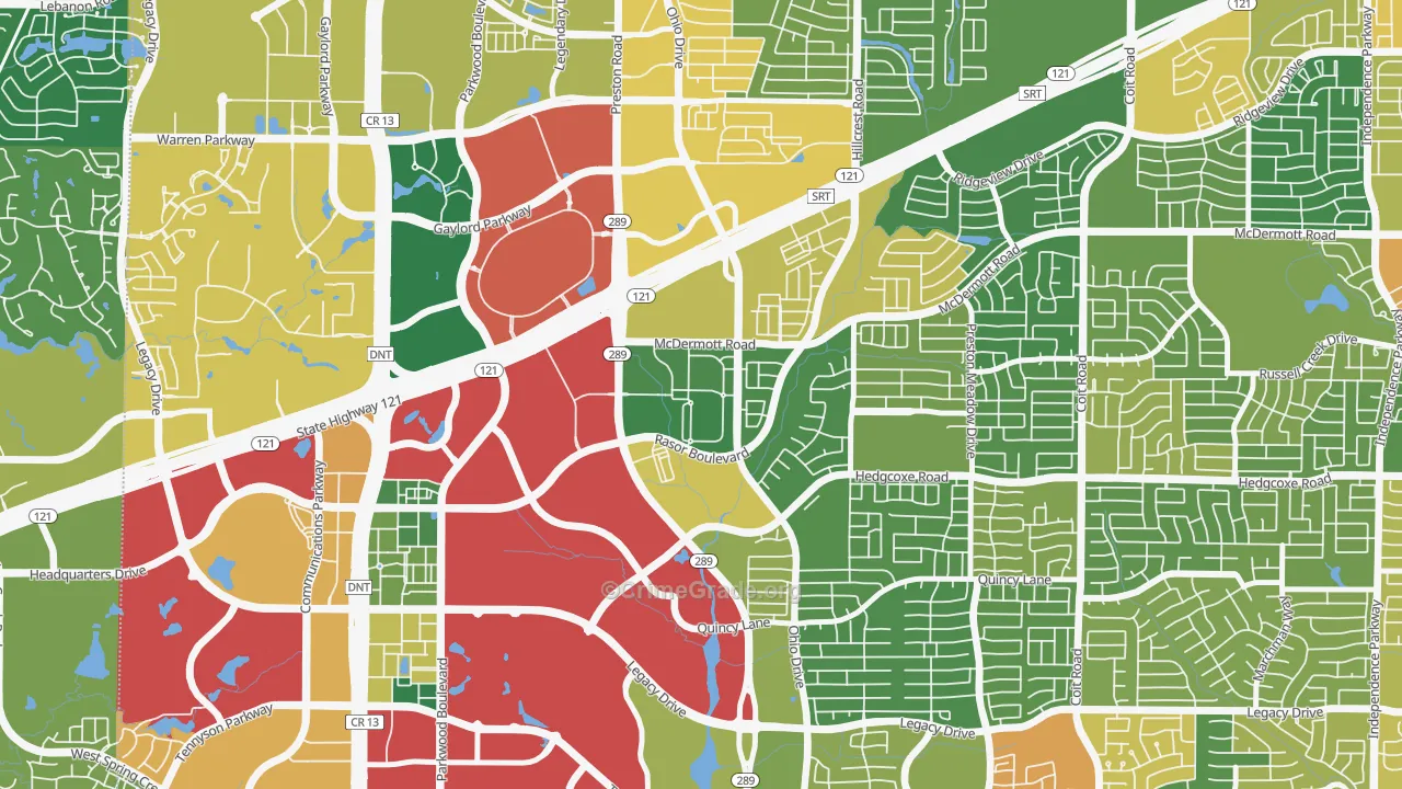 The Canal on Preston, Plano, TX Map of Assault Rates