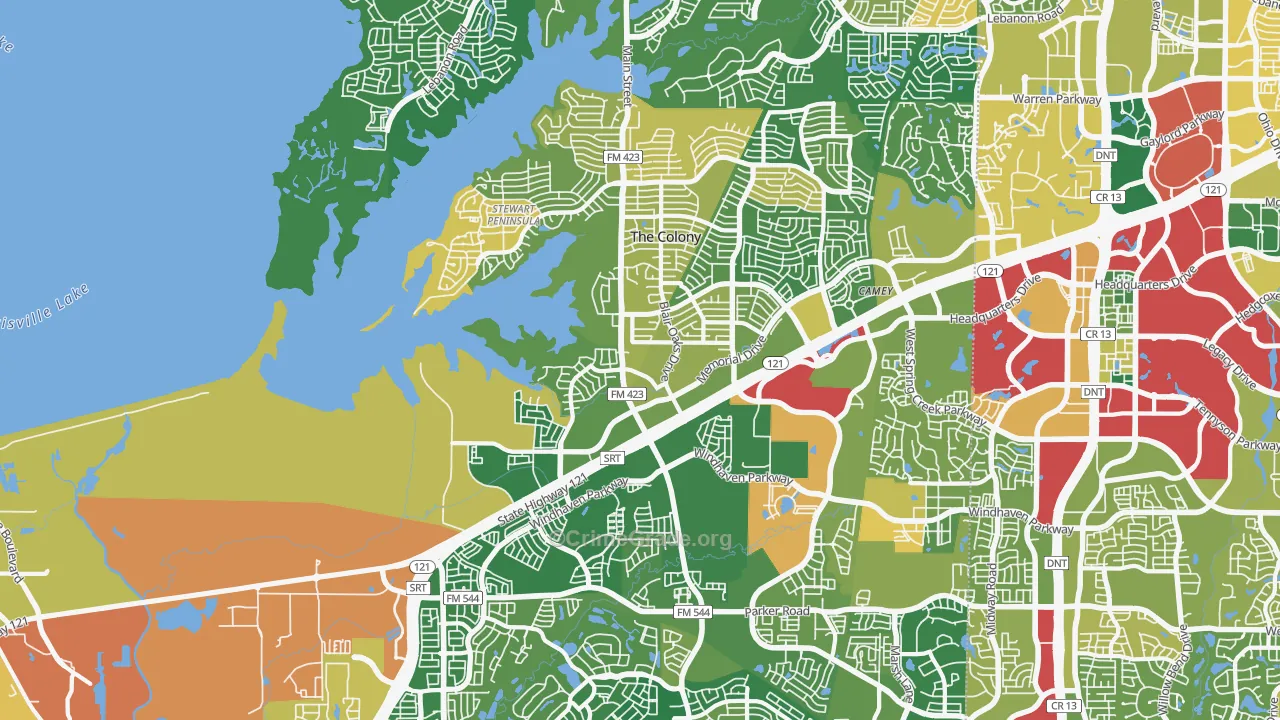 The Colony, TX Map of Assault Rates