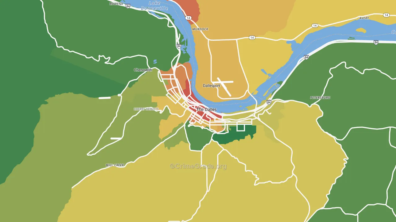 The Dalles, OR Map of Assault Rates
