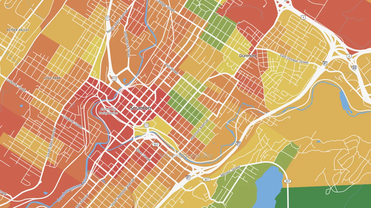 The Hill Section, Scranton, PA Map of Assault Rates