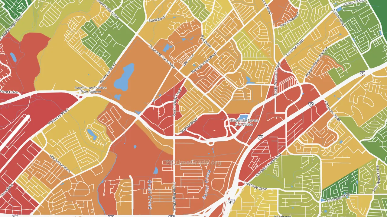 The Hills of Park North, San Antonio, TX Map of Assault Rates