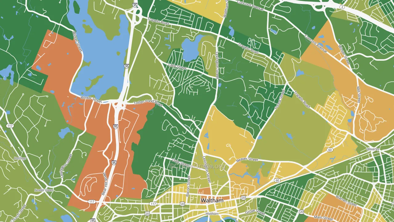 The Lanes, Waltham, MA Map of Assault Rates