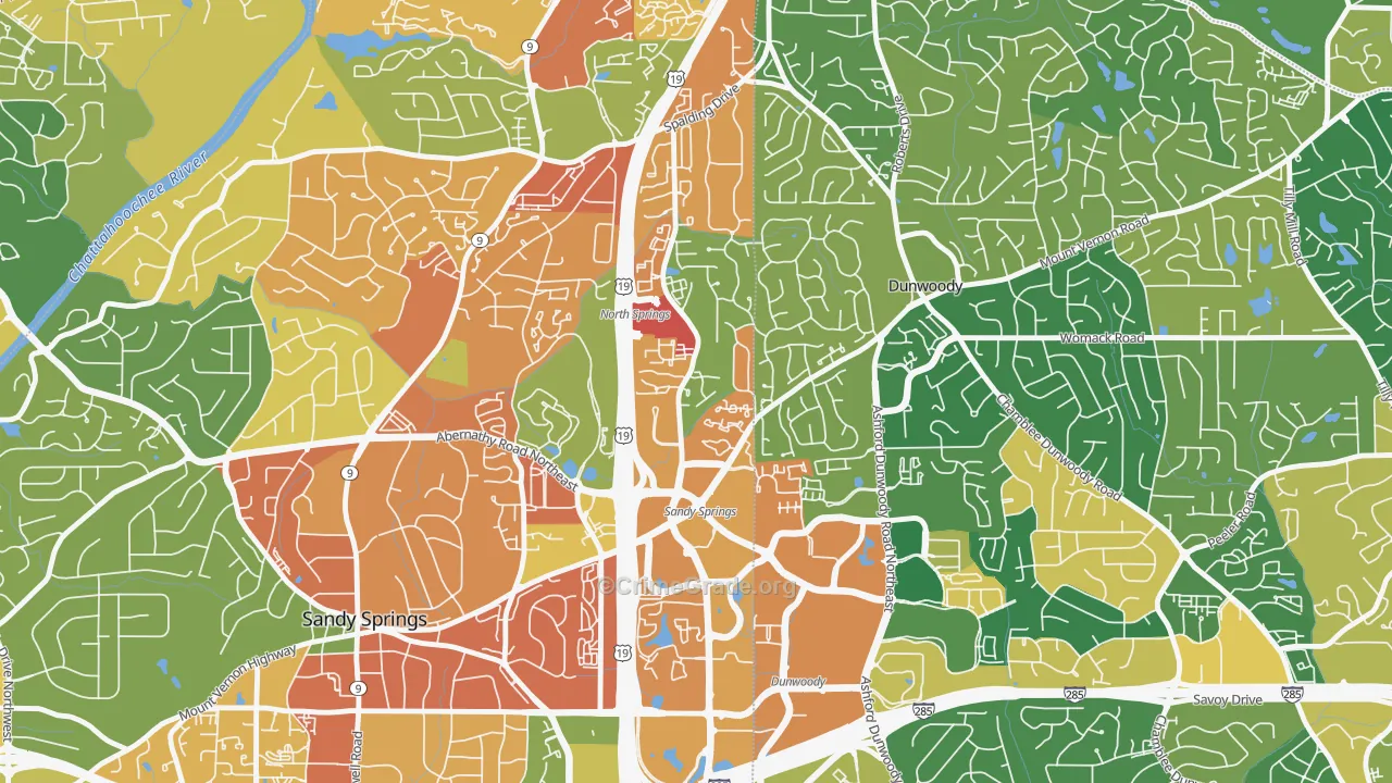 The Meadows, Sandy Springs, GA Map of Assault Rates