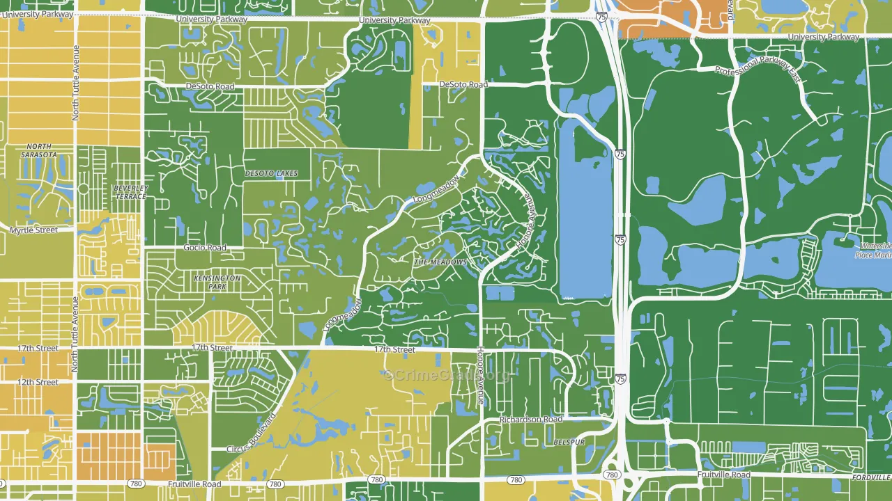 The Meadows, Sarasota, FL Map of Assault Rates