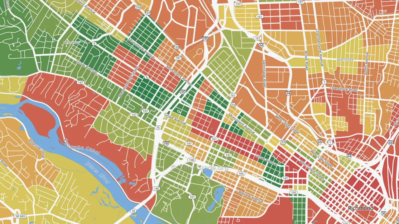The Museum District, Richmond, VA Map of Assault Rates