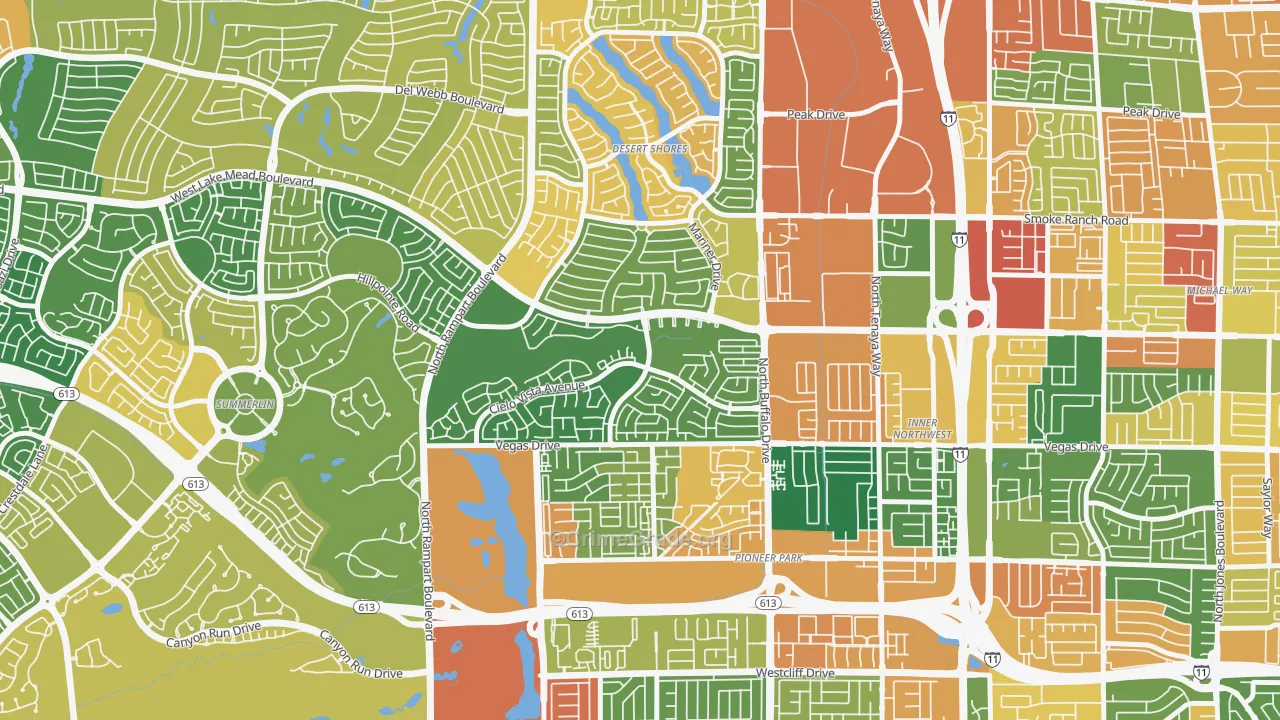 The Pueblo, Las Vegas, NV Map of Assault Rates