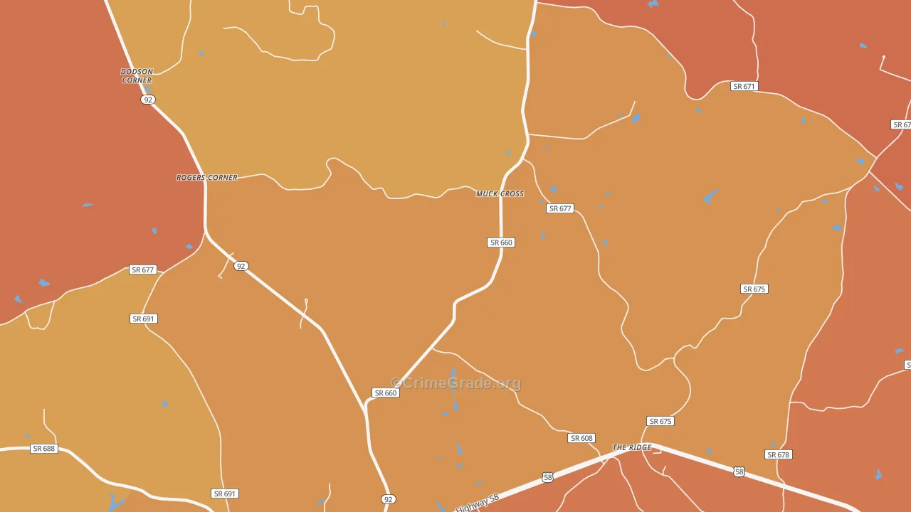 The Ridge, VA Map of Assault Rates