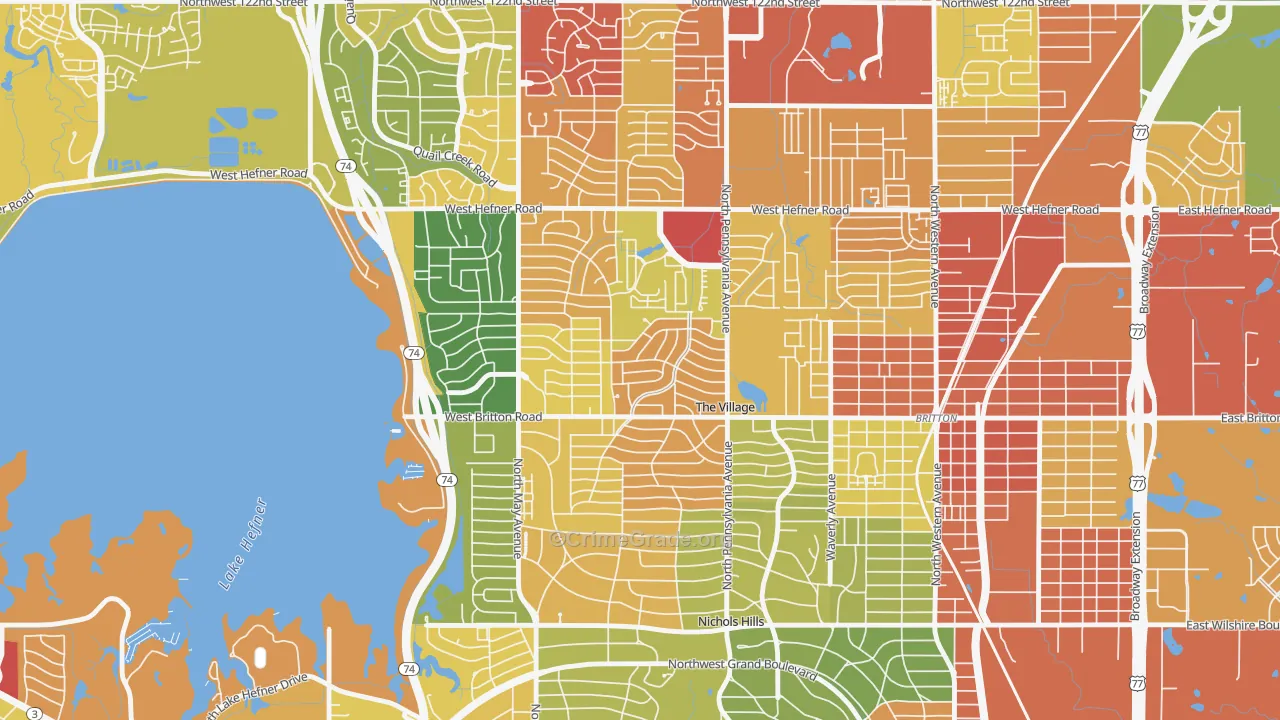 The Village, OK Map of Assault Rates