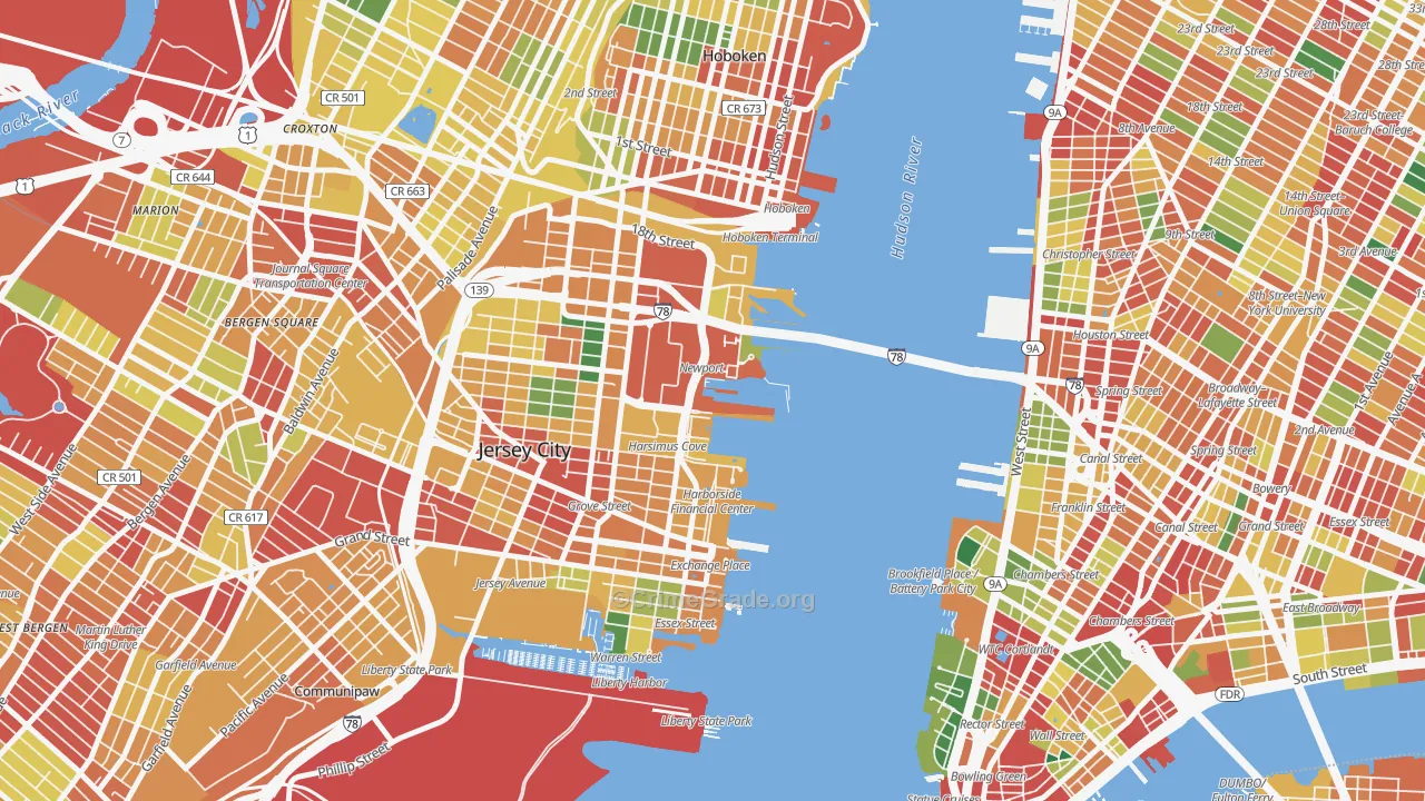 The Waterfront, Jersey City, NJ Map of Assault Rates