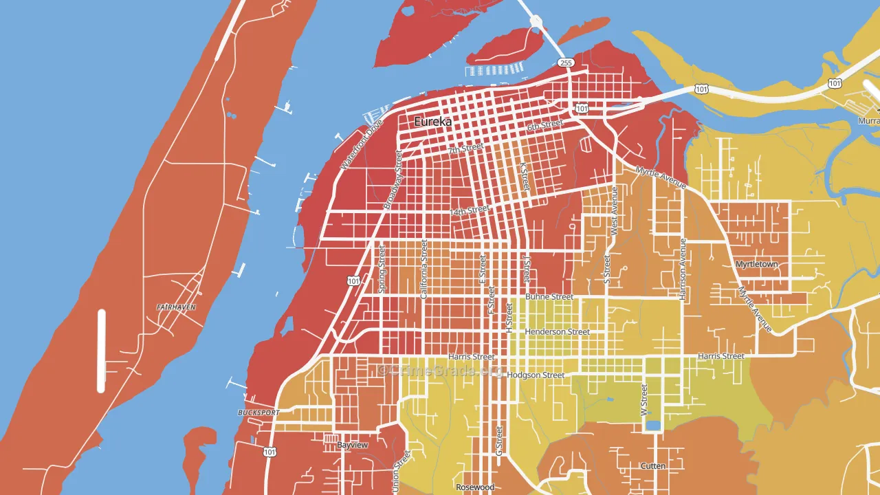 The West Side, Eureka, CA Map of Assault Rates