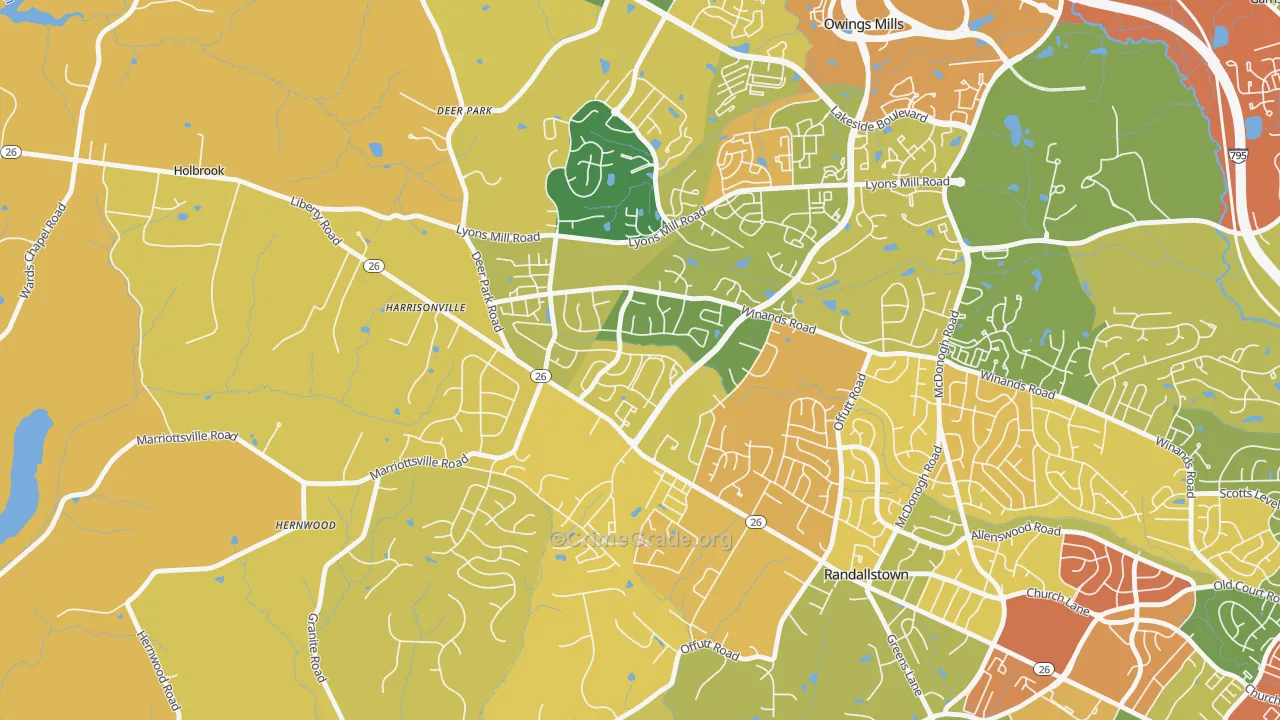 The Woodlands, Randallstown, MD Map of Assault Rates