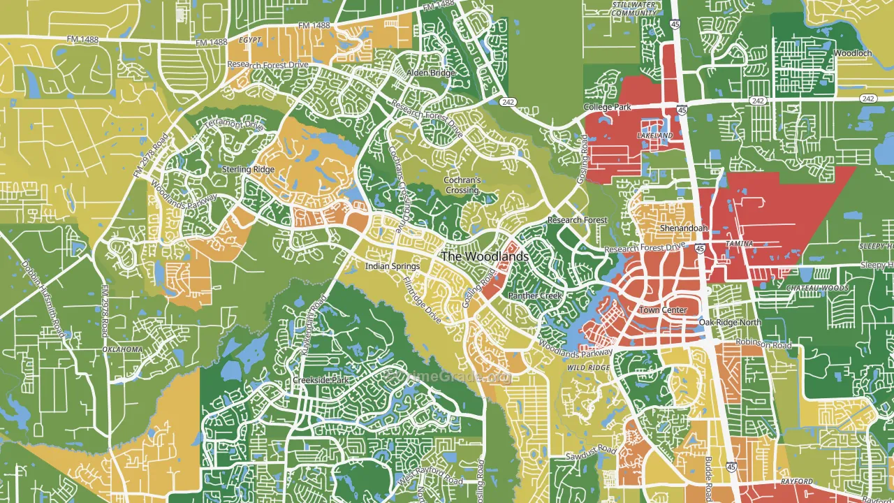 The Woodlands, TX Map of Assault Rates