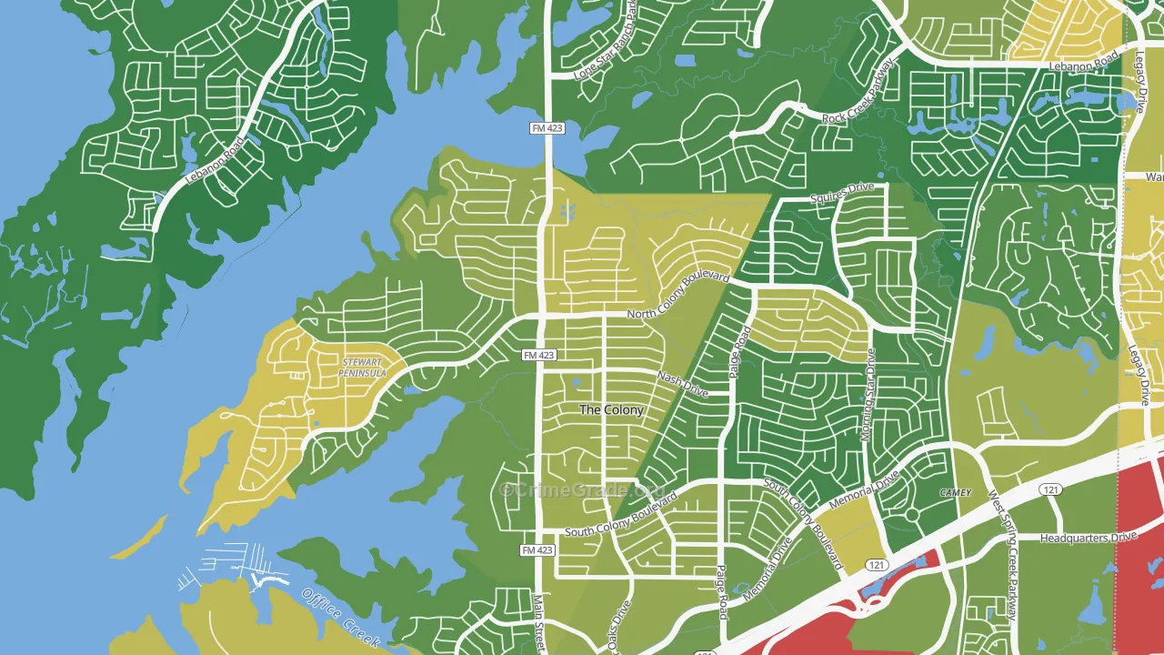 The Ws, The Colony, TX Map of Assault Rates