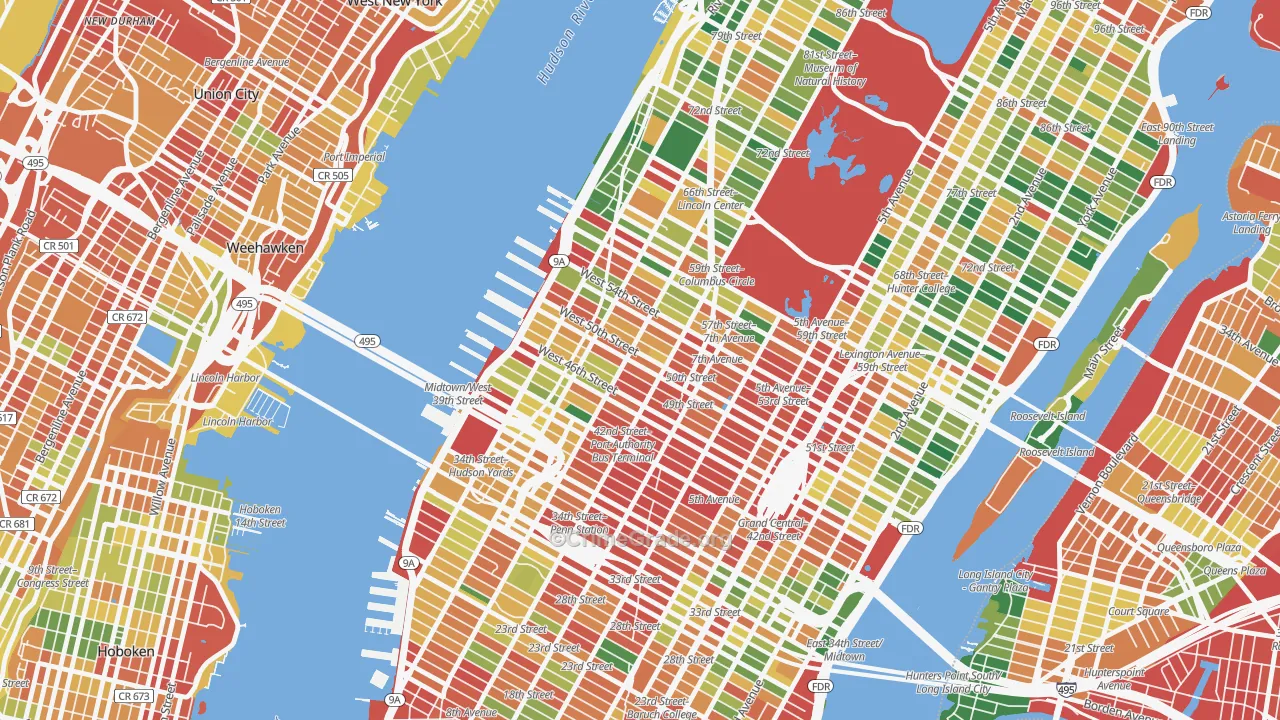 Theater District, Manhattan, NY Map of Assault Rates