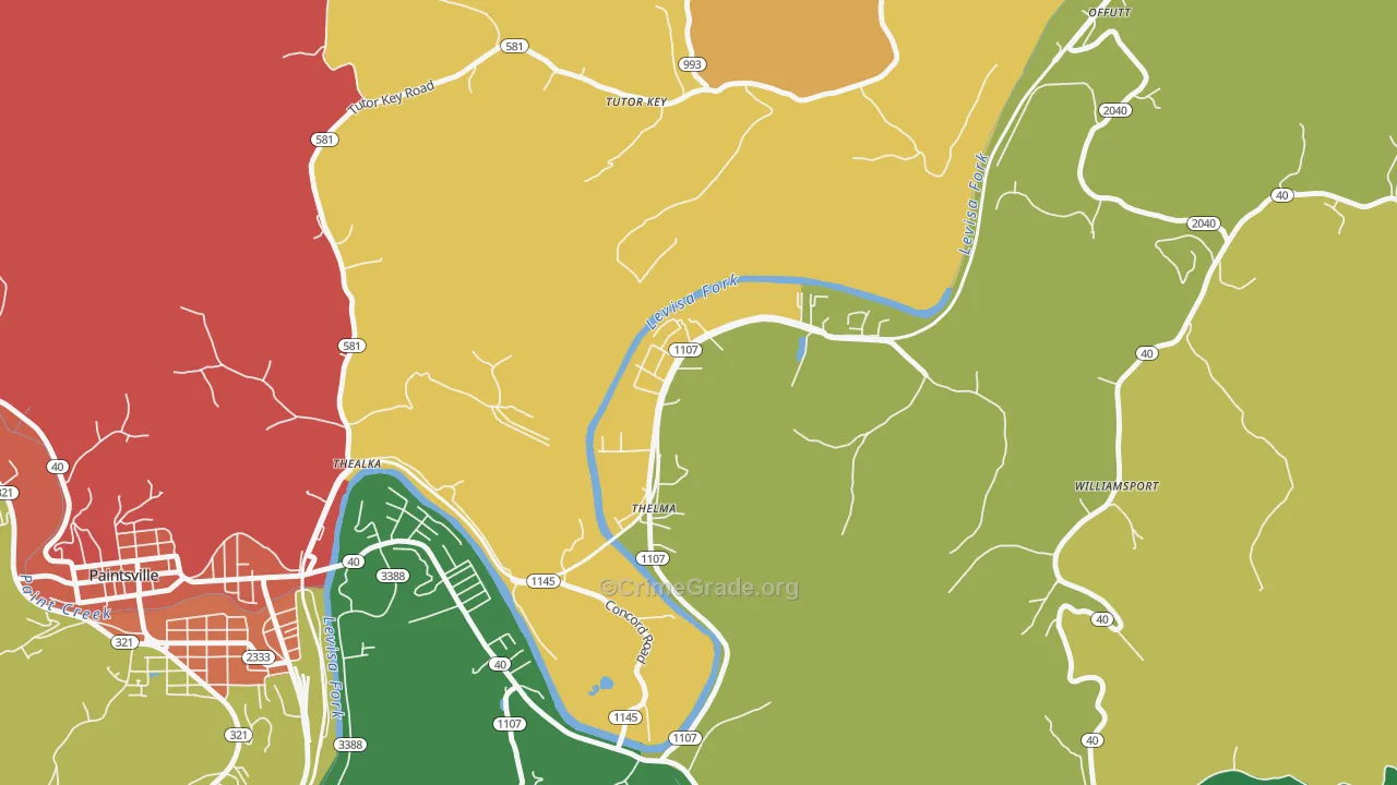 Thelma, KY Map of Assault Rates
