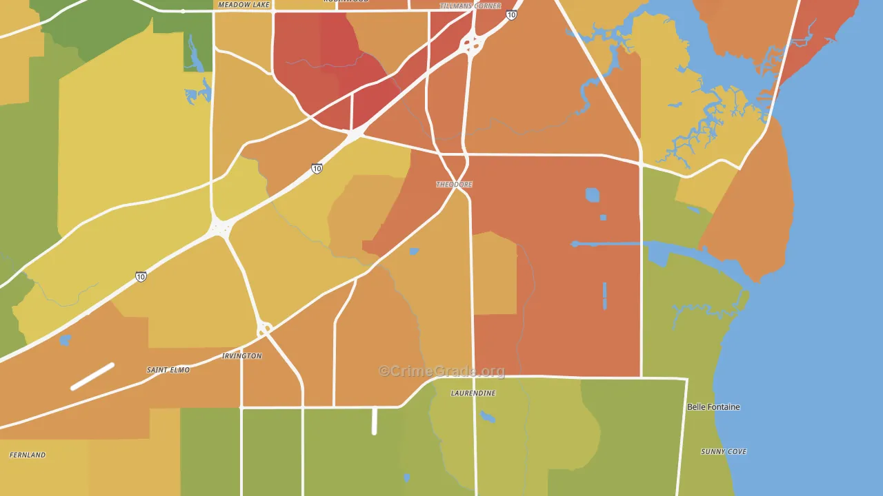 Theodore, AL Map of Assault Rates