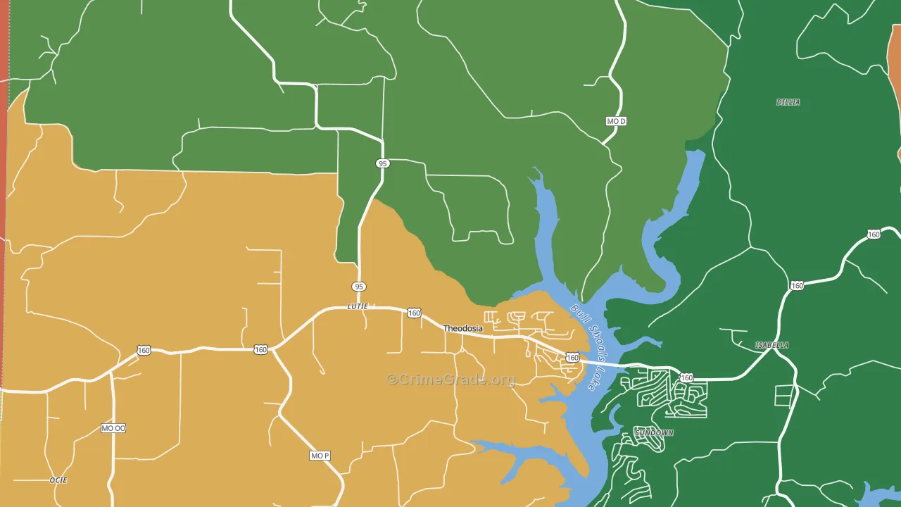 Theodosia, MO Map of Assault Rates