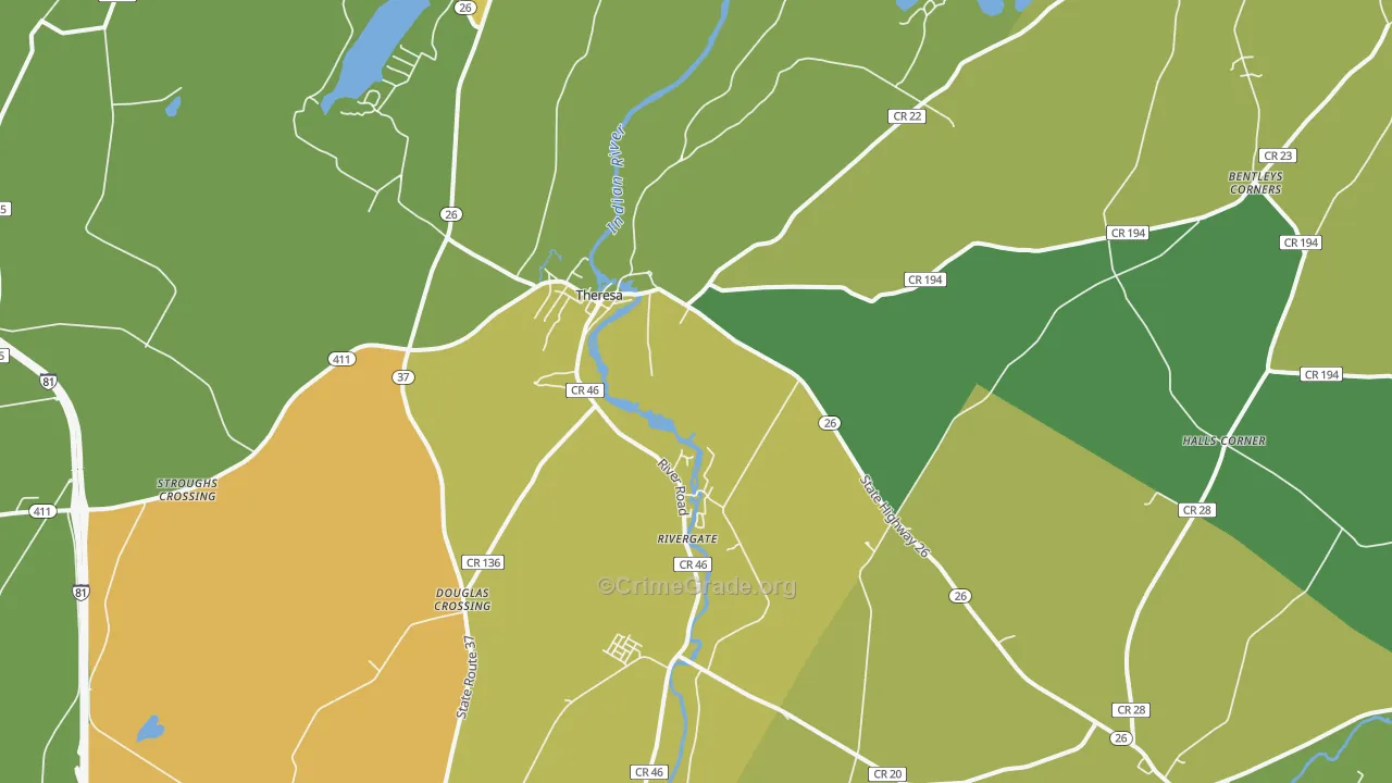 Theresa, NY Map of Assault Rates