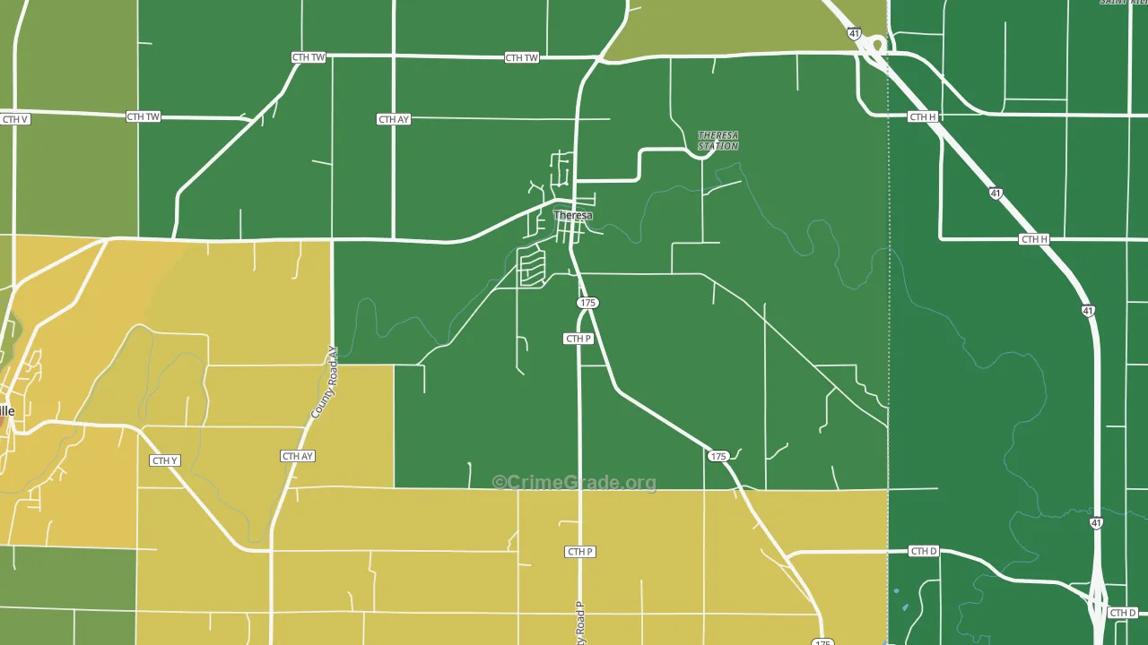 Theresa, WI Map of Assault Rates