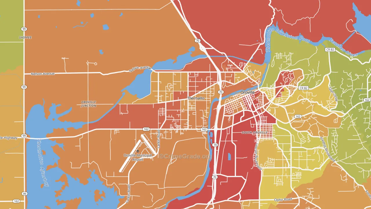 Thermalito, CA Map of Assault Rates