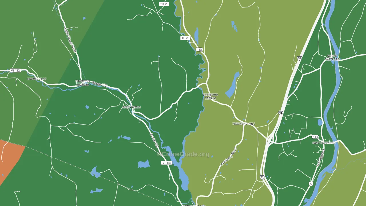 Thetford Center, VT Map of Assault Rates