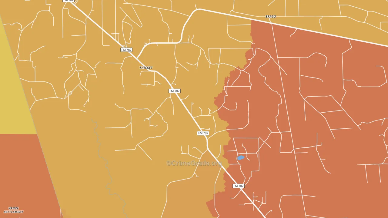 Thicket, TX Map of Assault Rates