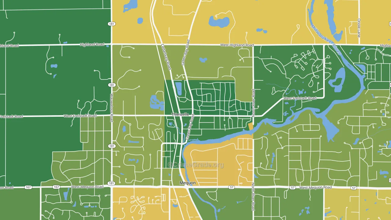 Thiensville, WI Map of Assault Rates