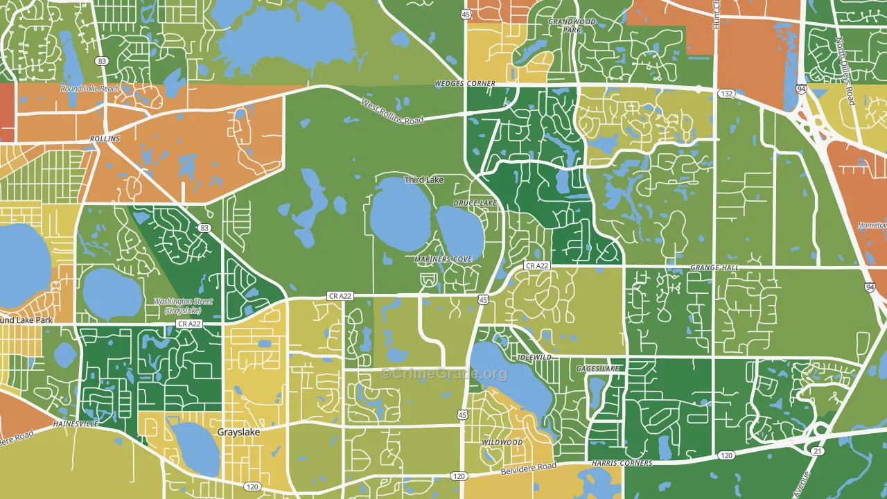 Third Lake, IL Map of Assault Rates