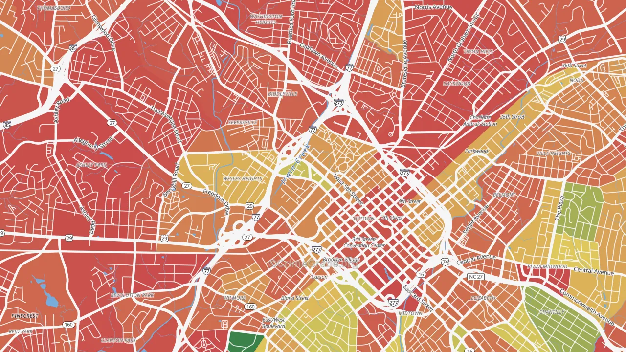 Third Ward, Charlotte, NC Map of Assault Rates