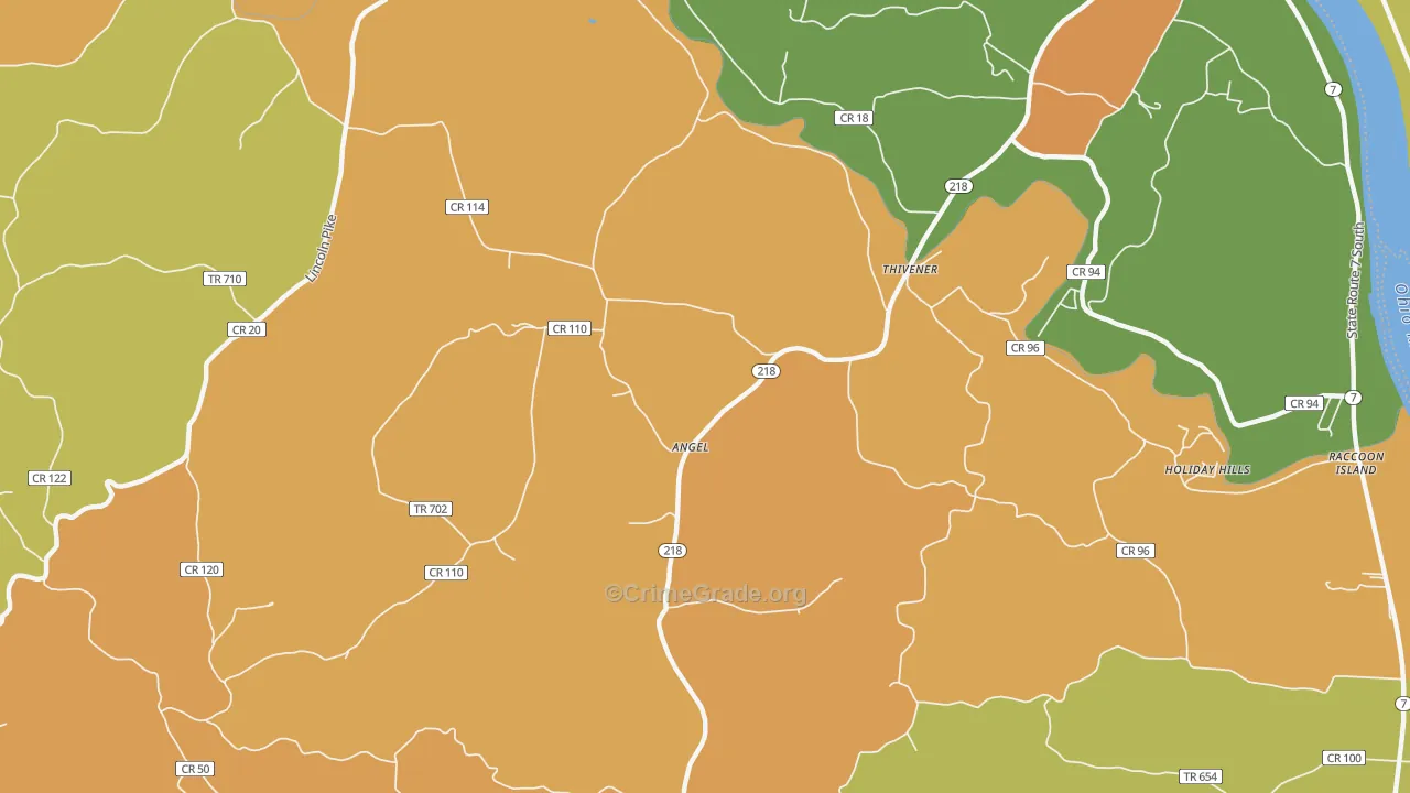 Thivener, OH Map of Assault Rates