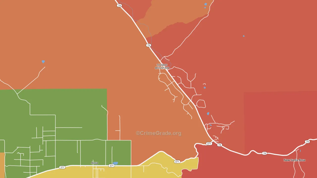 Thomas Mountain, CA Map of Assault Rates