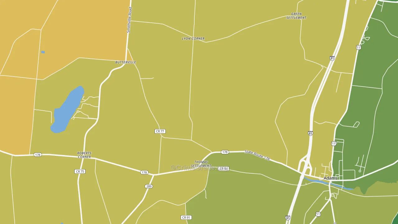 Thomas Settlement, NY Map of Assault Rates