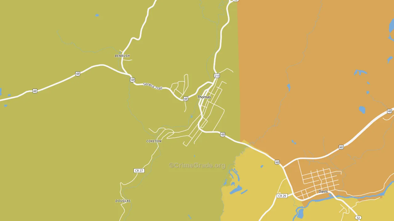 Thomas, WV Map of Assault Rates
