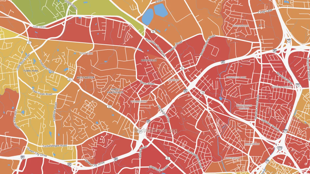 Thomasboro-Hoskins, Charlotte, NC Map of Assault Rates