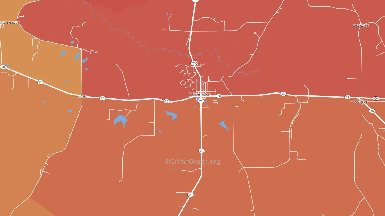 Thomaston, AL Map of Assault Rates