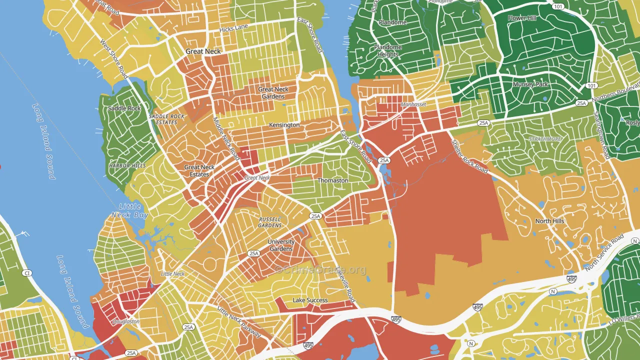 Thomaston, NY Map of Assault Rates
