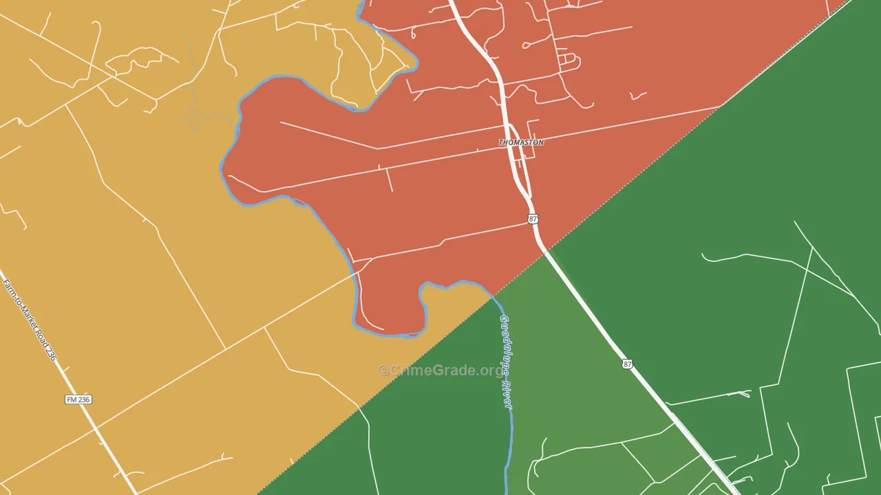 Thomaston, TX Map of Assault Rates