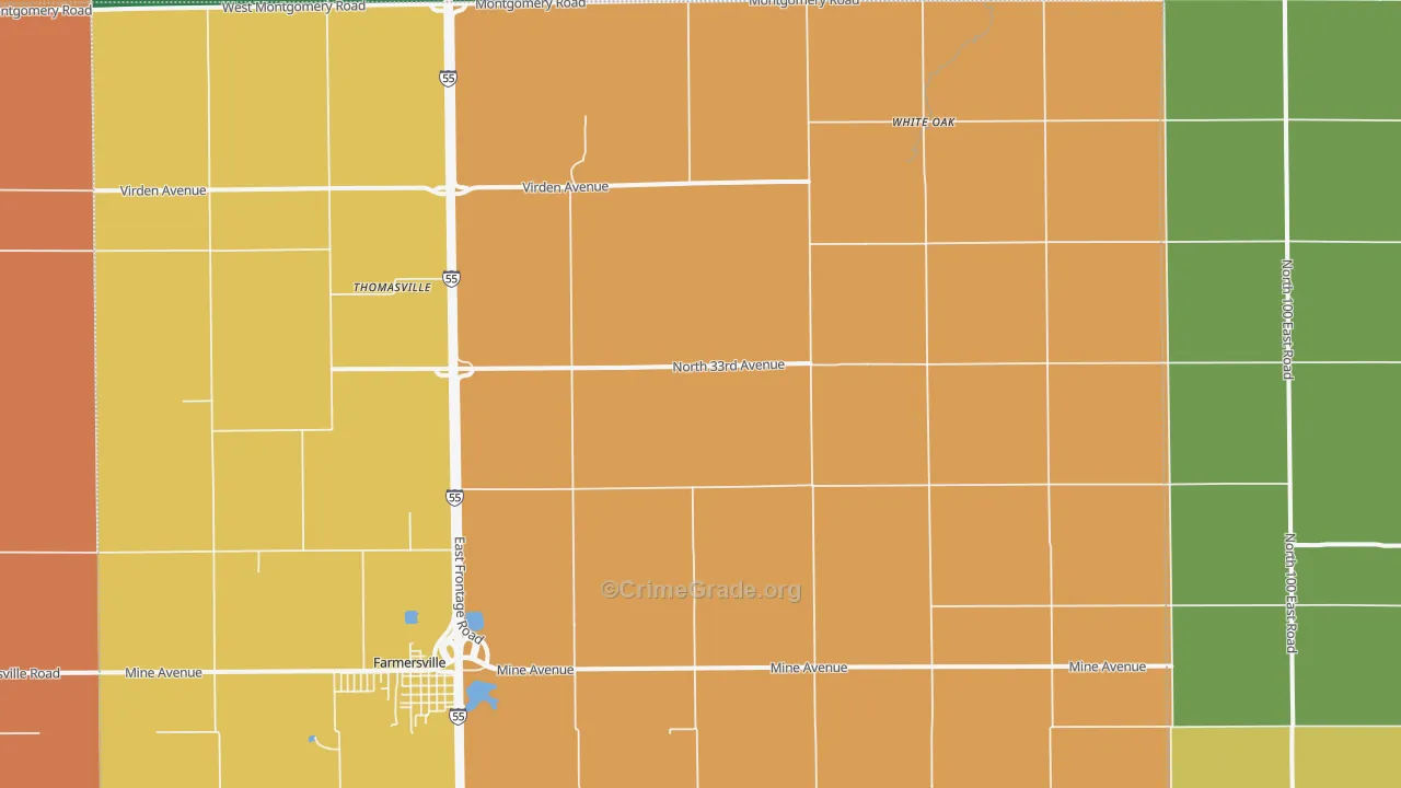 Thomasville, IL Map of Assault Rates