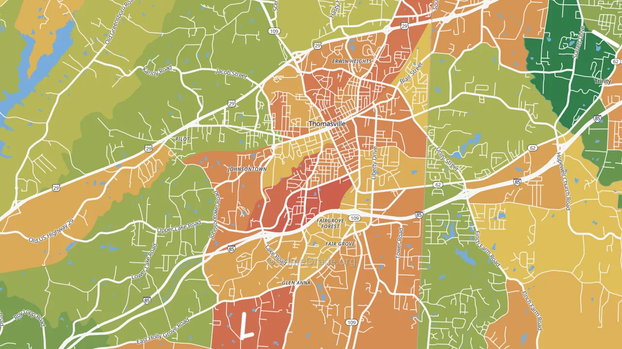 Thomasville, NC Map of Assault Rates