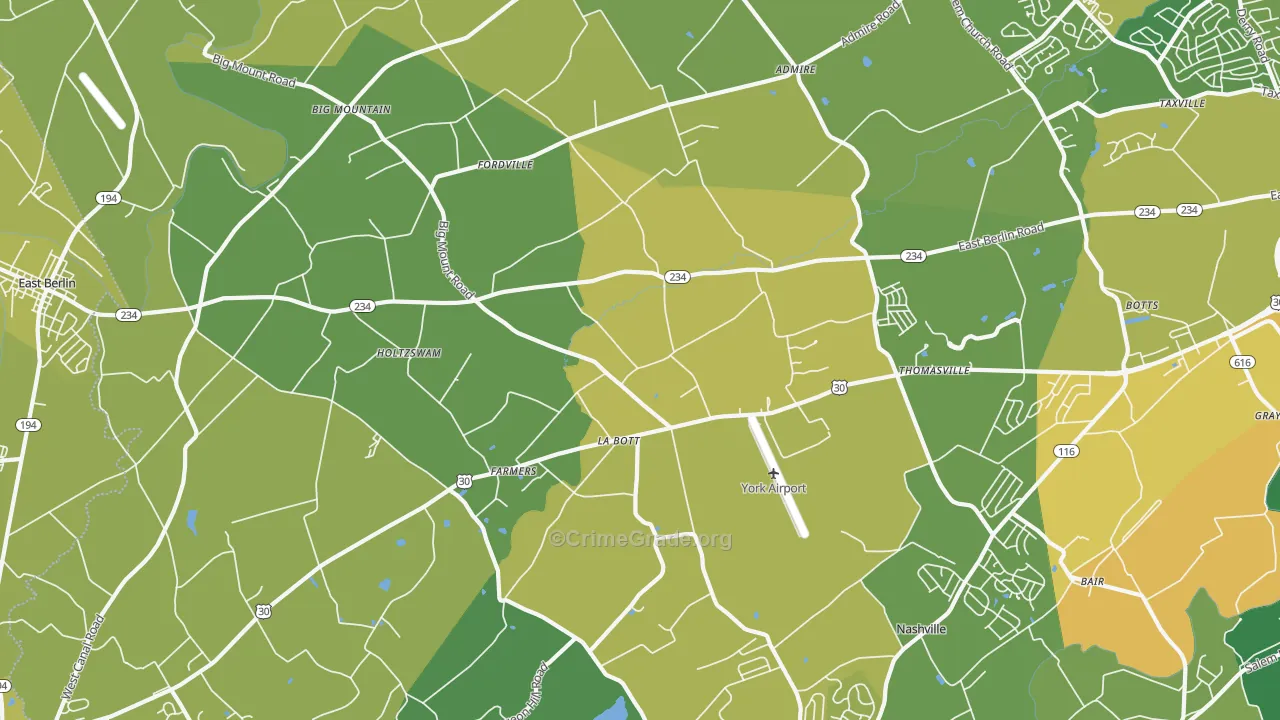 Thomasville, PA Map of Assault Rates