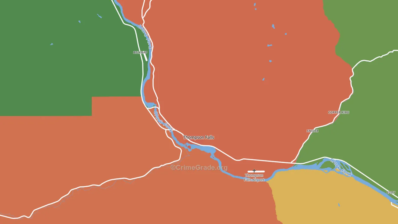 Thompson Falls, MT Map of Assault Rates