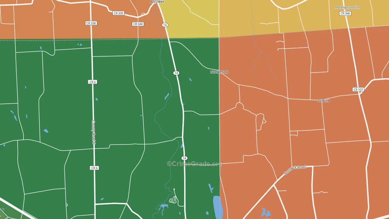 Thompson, NY Map of Assault Rates