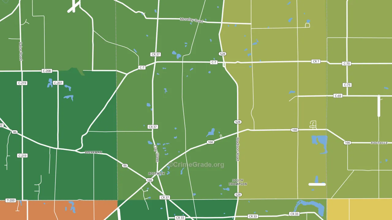 Thompson, OH Map of Assault Rates