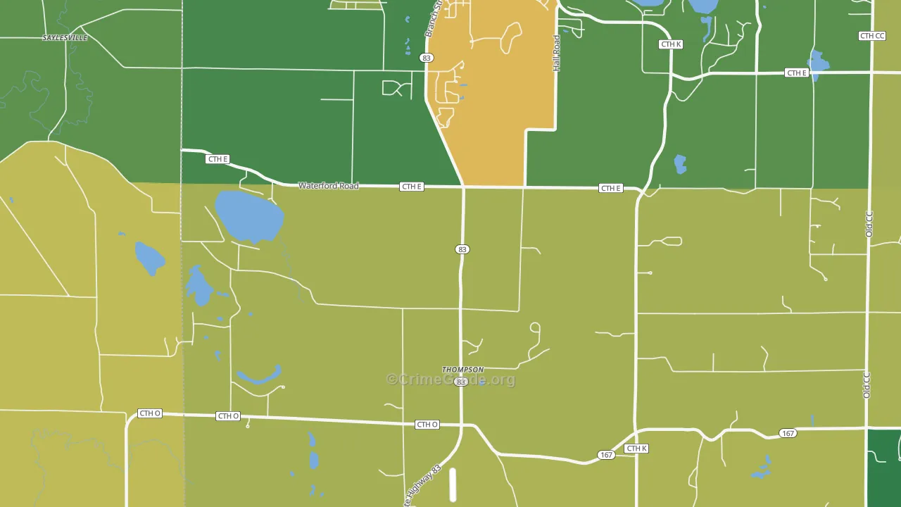 Thompson, WI Map of Assault Rates