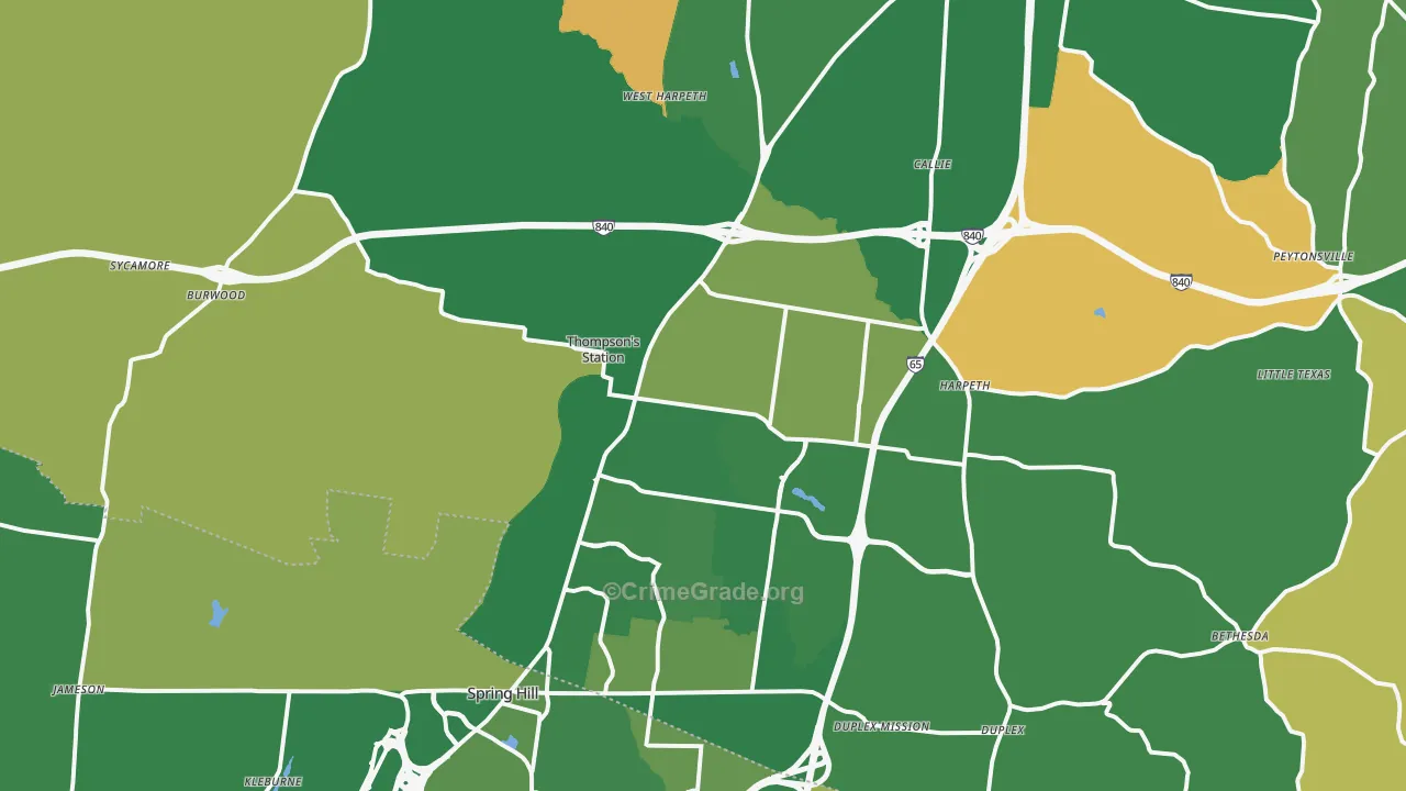 Thompsons Station, TN Map of Assault Rates