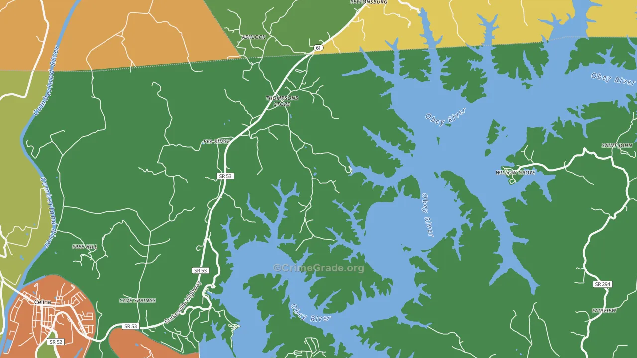 Thompsons Store, TN Map of Assault Rates